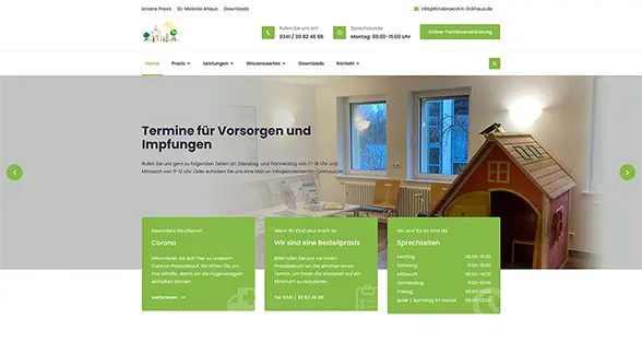 Praxiswebsite von Kinderärztin Dr. Ahaus – Vorschaubild