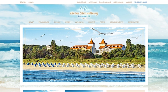 Webseite der Kleinen Strandburg Zinnowitz – Vorschaubild